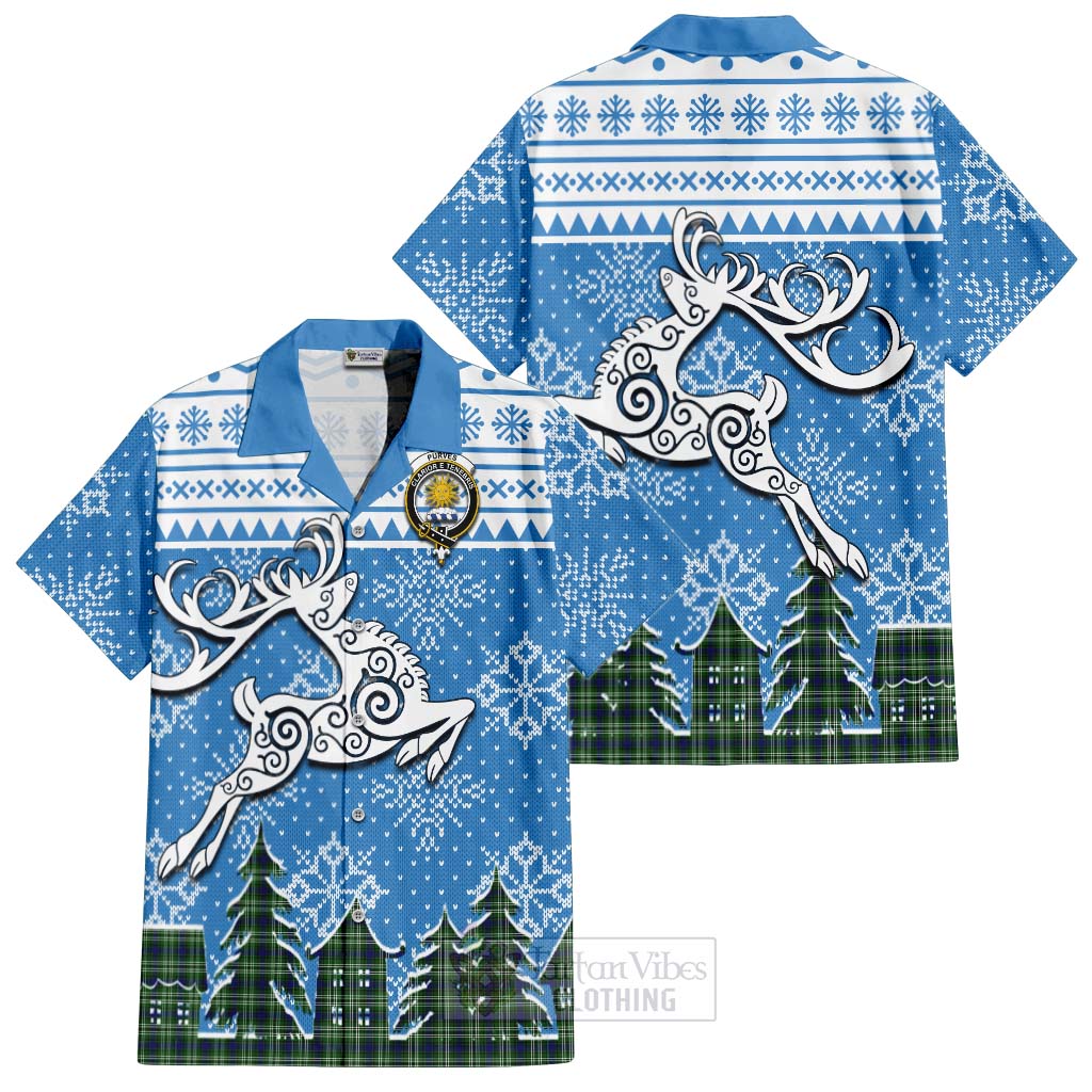 Purves Clan Christmas Hawaiian Shirt Celtic Reindeer Style Kid - Tartan Vibes Clothing