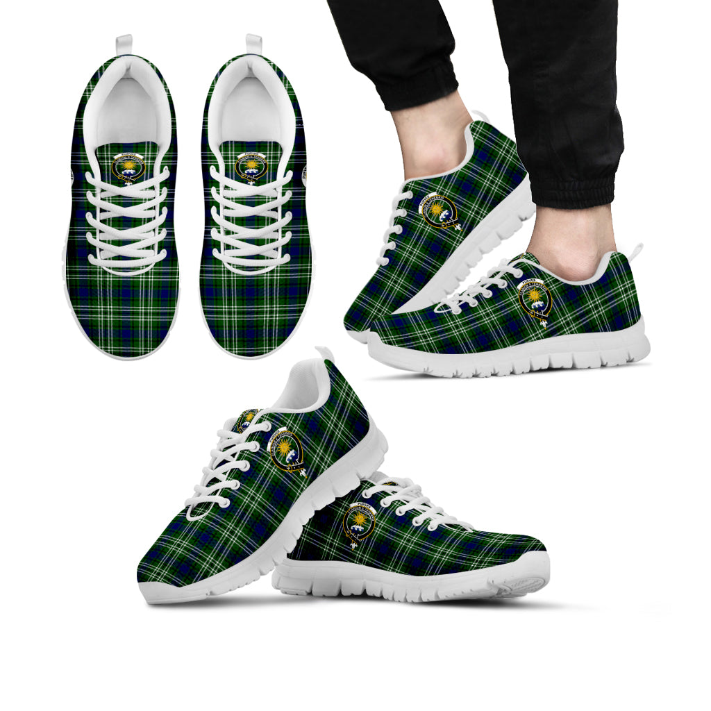 Purves Tartan Sneakers with Family Crest Kid's Sneakers - Tartan Vibes Clothing
