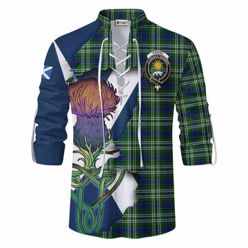 Tartan Vibes Clothing Purves Tartan Family Crest Ghillie Kilt Shirt Scottish Thistle Celtic Inspired