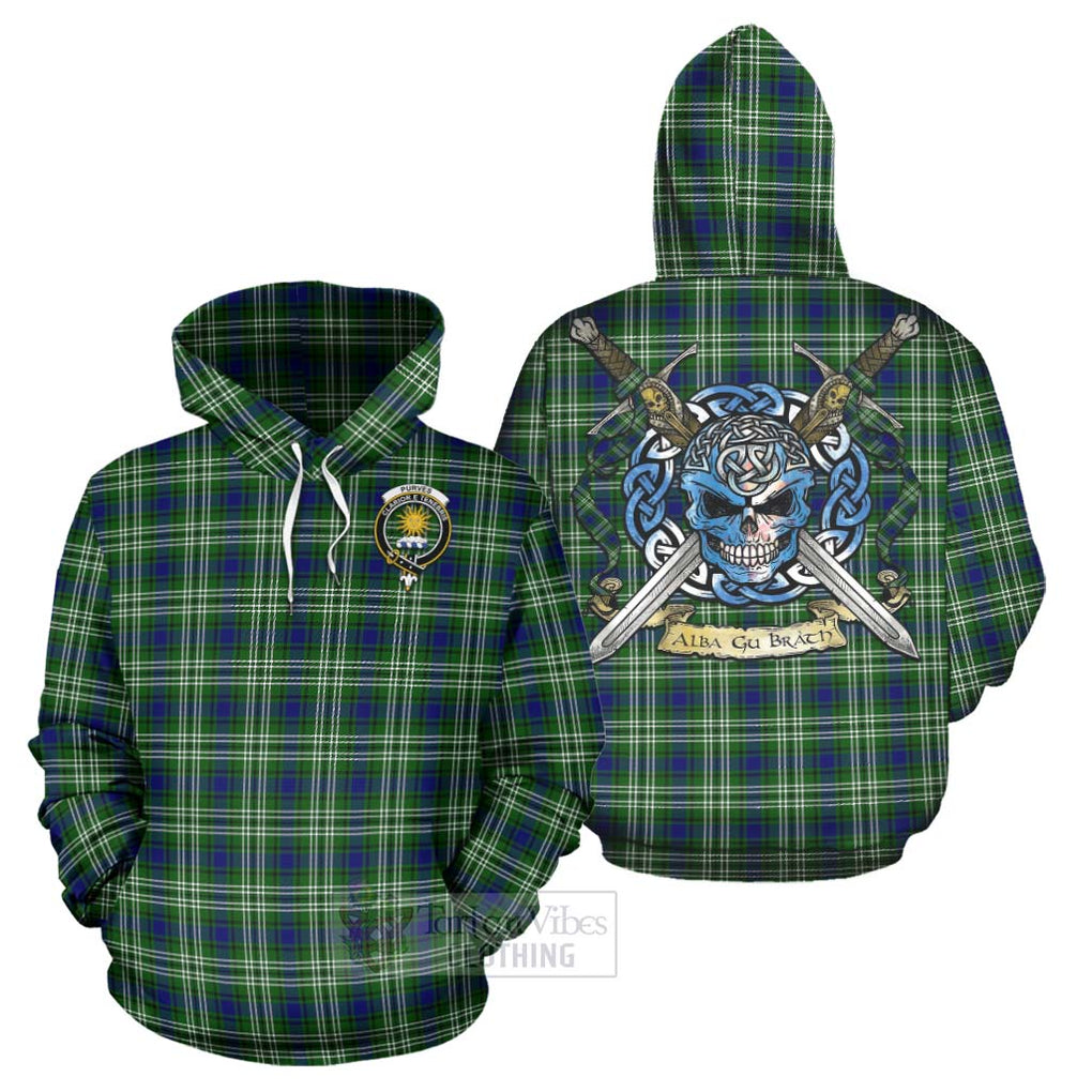 Purves Tartan Hoodie with Family Crest Celtic Skull Style Zip Hoodie - Tartan Vibes Clothing