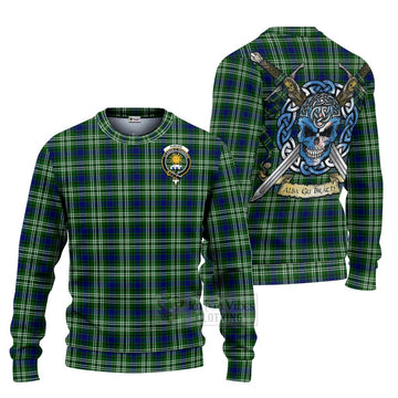 Purves Tartan Ugly Sweater with Family Crest Celtic Skull Style Unisex - Tartan Vibes Clothing