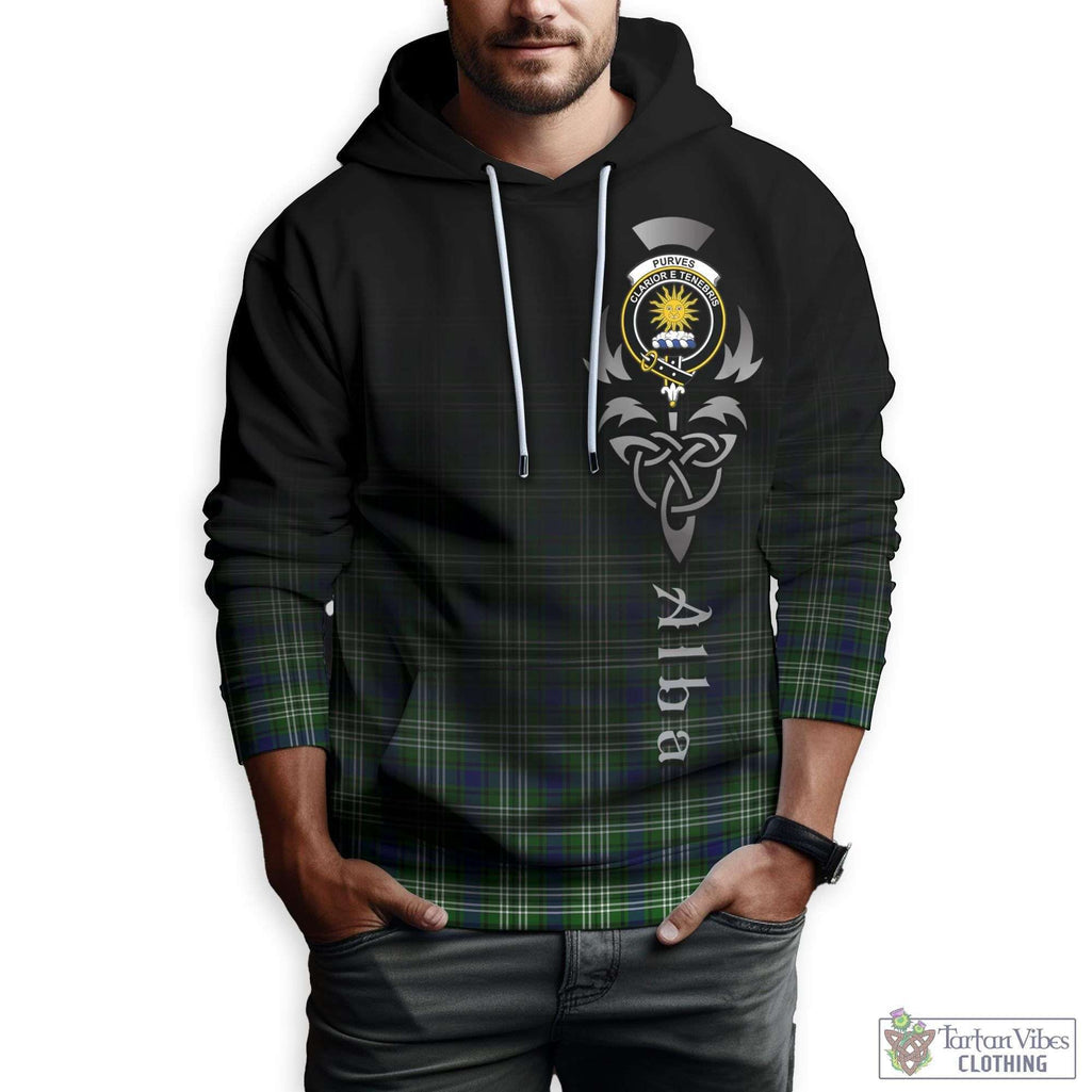 Purves Tartan Hoodie Featuring Alba Gu Brath Family Crest Celtic Inspired Zip Hoodie - Tartan Vibes Clothing