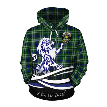 Purves Tartan Cotton Hoodie with Alba Gu Brath Regal Lion Emblem Pullover Hoodie XS - Tartan Vibes Clothing