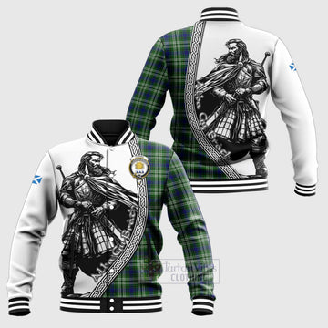 Purves Tartan Clan Crest Baseball Jacket with Highlander Warrior Celtic Style Unisex - Tartan Vibes Clothing