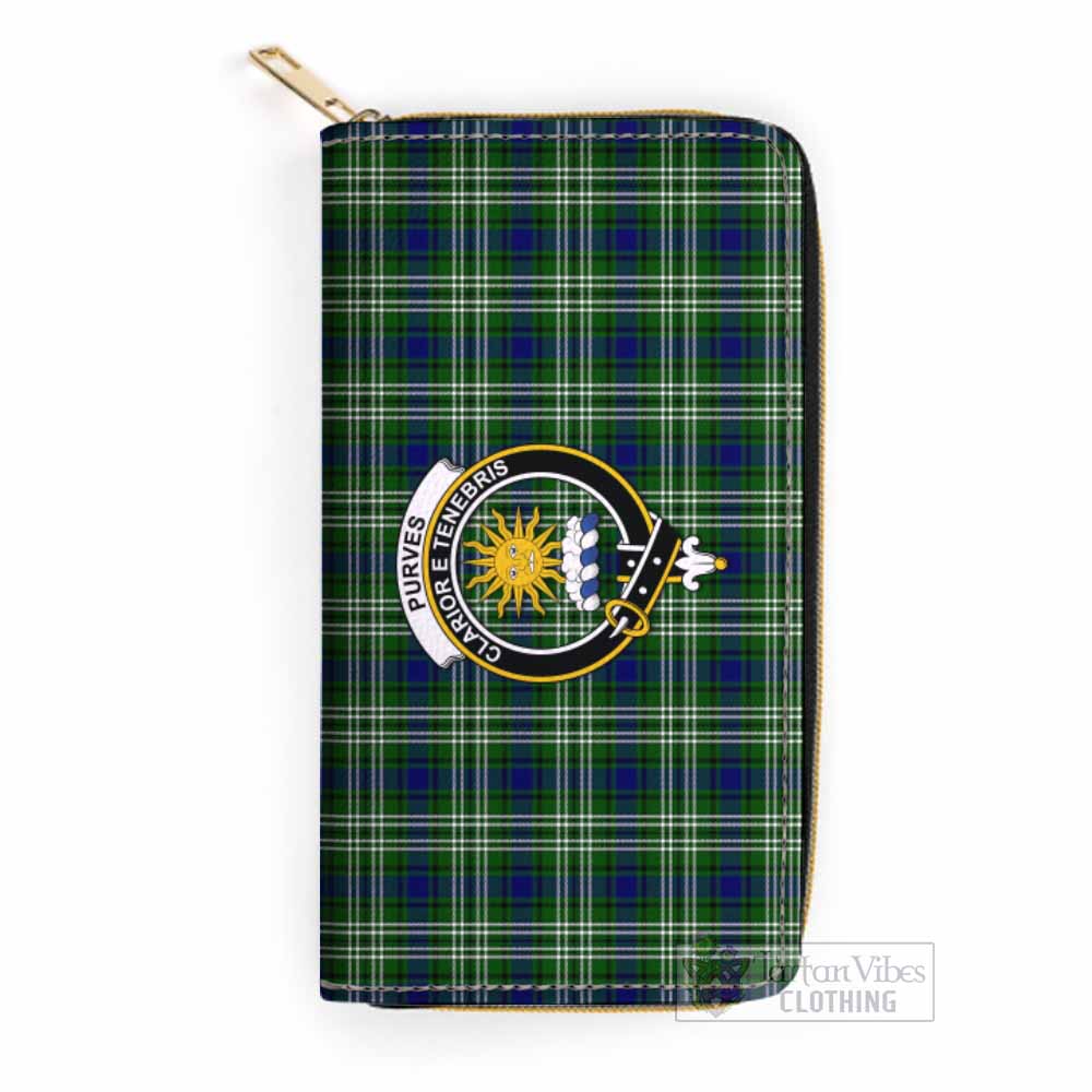 Purves Tartan Women's Leather Wallet with Family Crest One Size 19.7*10.5*3.5 cm - Tartan Vibes Clothing