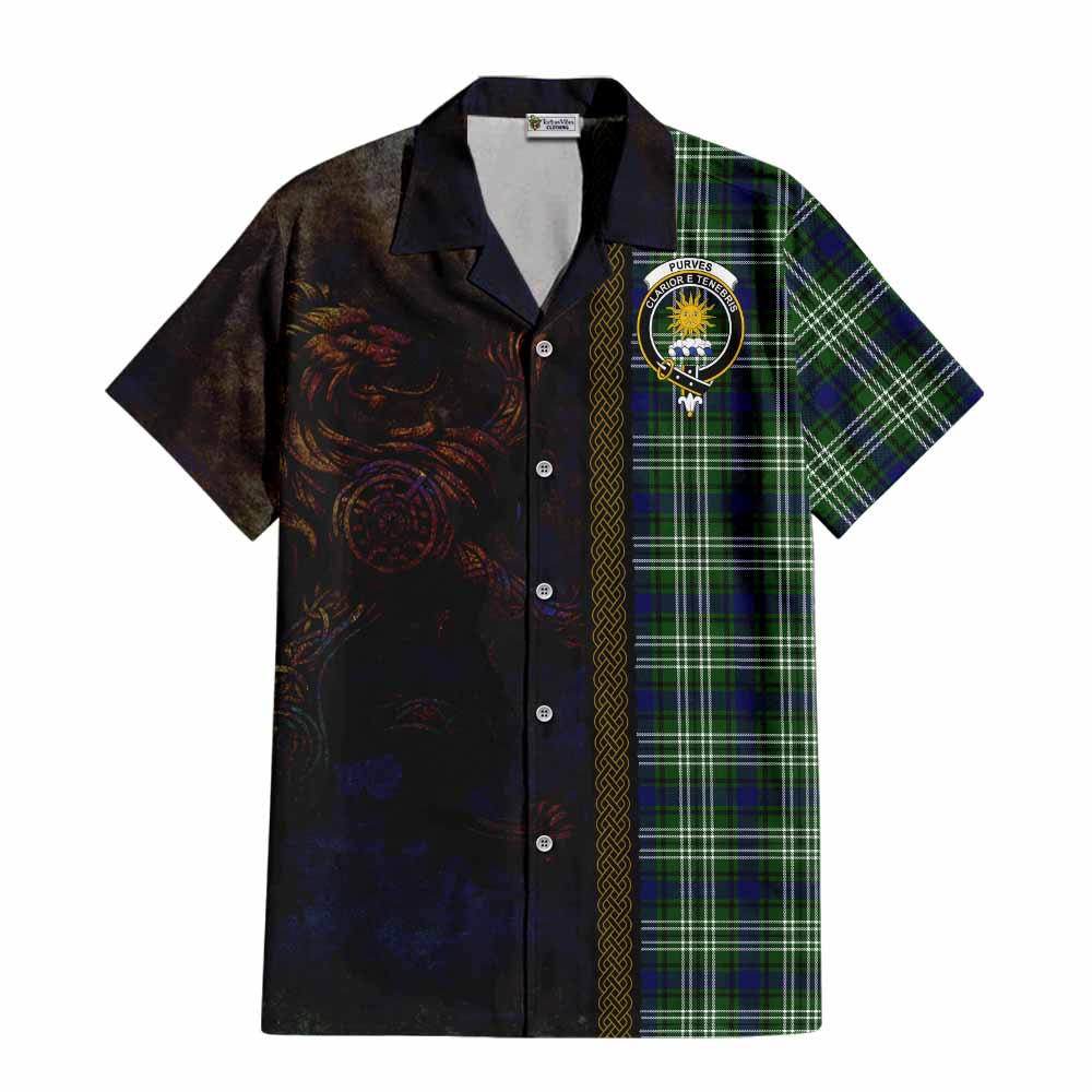 Purves Tartan Family Crest Hawaiian Shirt Alba Gu Brath Be Brave Lion Ancient Style Kid - Tartan Vibes Clothing