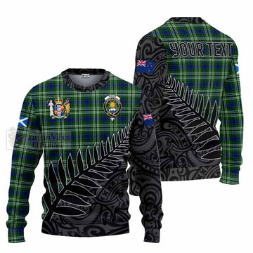 Tartan Vibes Clothing Purves Crest Tartan Knitted Sweater with New Zealand Silver Fern Half Style