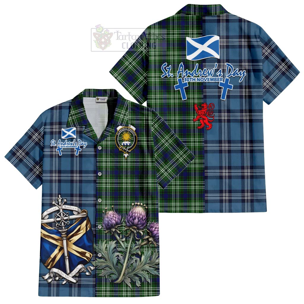 Purves Tartan Hawaiian Shirt Happy St. Andrew's Day Half Tartan Style Kid - Tartan Vibes Clothing