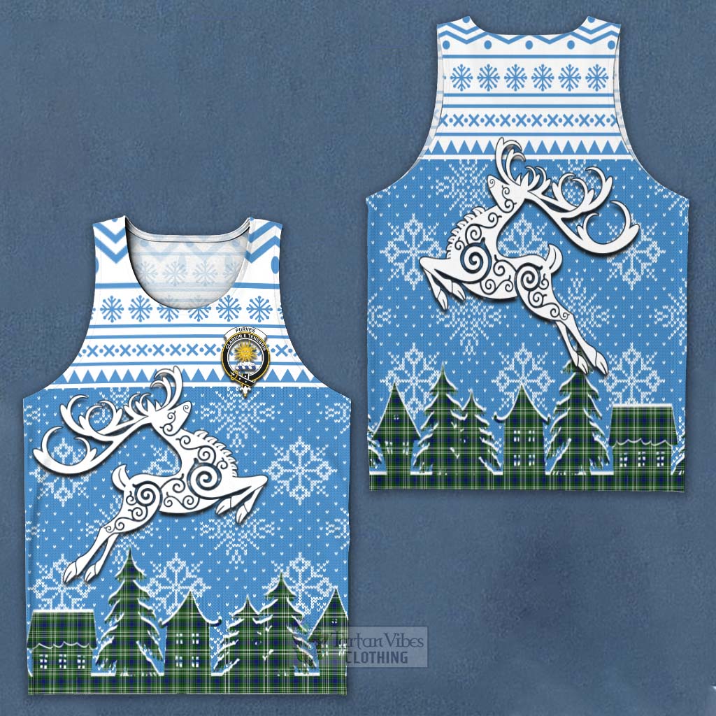 Purves Clan Christmas Men's Tank Top Celtic Reindeer Style Men - Tartan Vibes Clothing