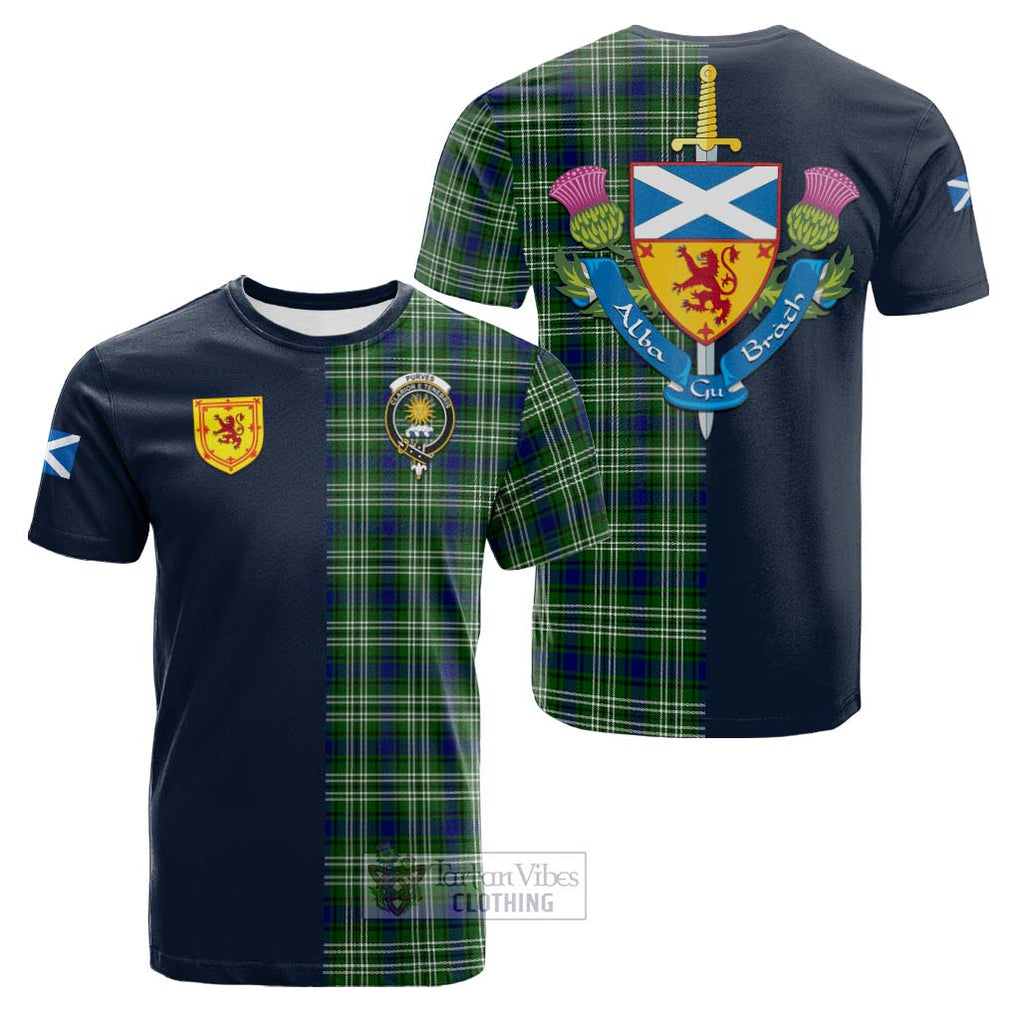 Purves Tartan Cotton T-shirt Alba with Scottish Lion Royal Arm Half Style Kid's Shirt - Tartan Vibes Clothing