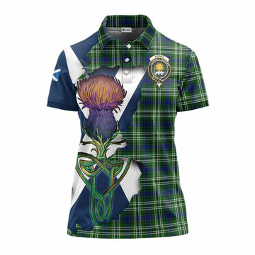 Tartan Vibes Clothing Purves Tartan Family Crest Women's Polo Shirt Scottish Thistle Celtic Inspired