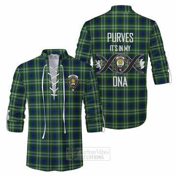 Purves Tartan Ghillie Kilt Shirt with Family Crest DNA In Me Style Men - Tartan Vibes Clothing