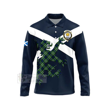 Purves Tartan Lion Rampant Long Sleeve Polo Shirt Proudly Display Your Heritage with Alba Gu Brath and Clan Name Unisex - Tartan Vibes Clothing