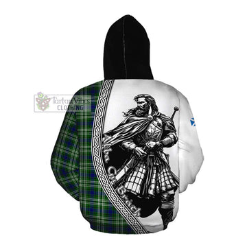 Purves Tartan Clan Crest Cotton Hoodie with Highlander Warrior Celtic Style Pullover Hoodie - Tartan Vibes Clothing