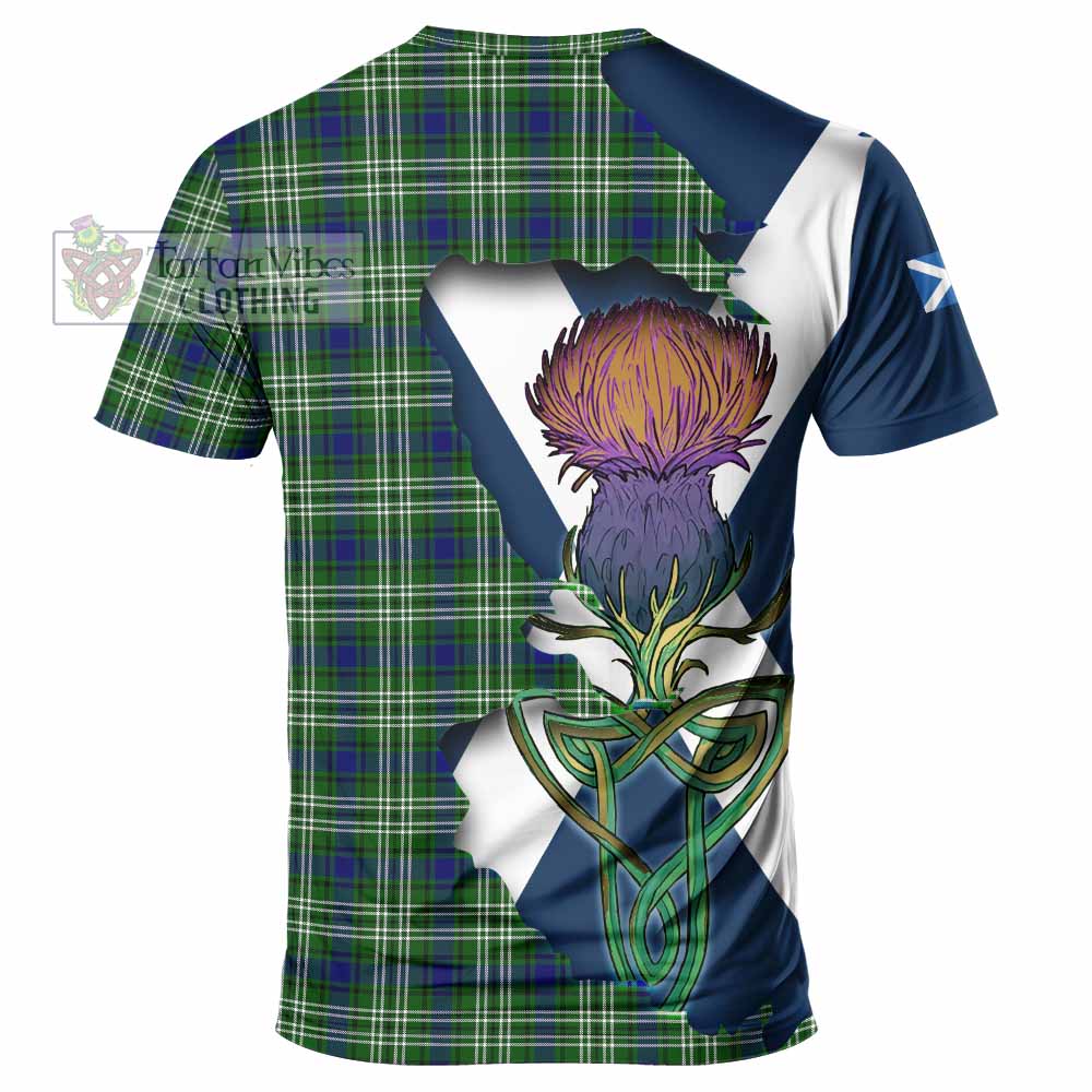 Tartan Vibes Clothing Purves Tartan Family Crest T-Shirt Scottish Thistle Celtic Inspired