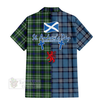 Purves Tartan Hawaiian Shirt Happy St. Andrew's Day Half Tartan Style - Tartan Vibes Clothing