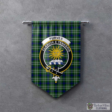 Purves Tartan Gonfalon, Tartan Banner with Family Crest - Tartan Vibes Clothing