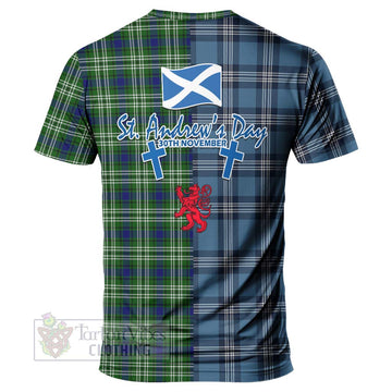 Tartan Vibes Clothing Purves Tartan T-Shirt Happy St. Andrew's Day Half Tartan Style