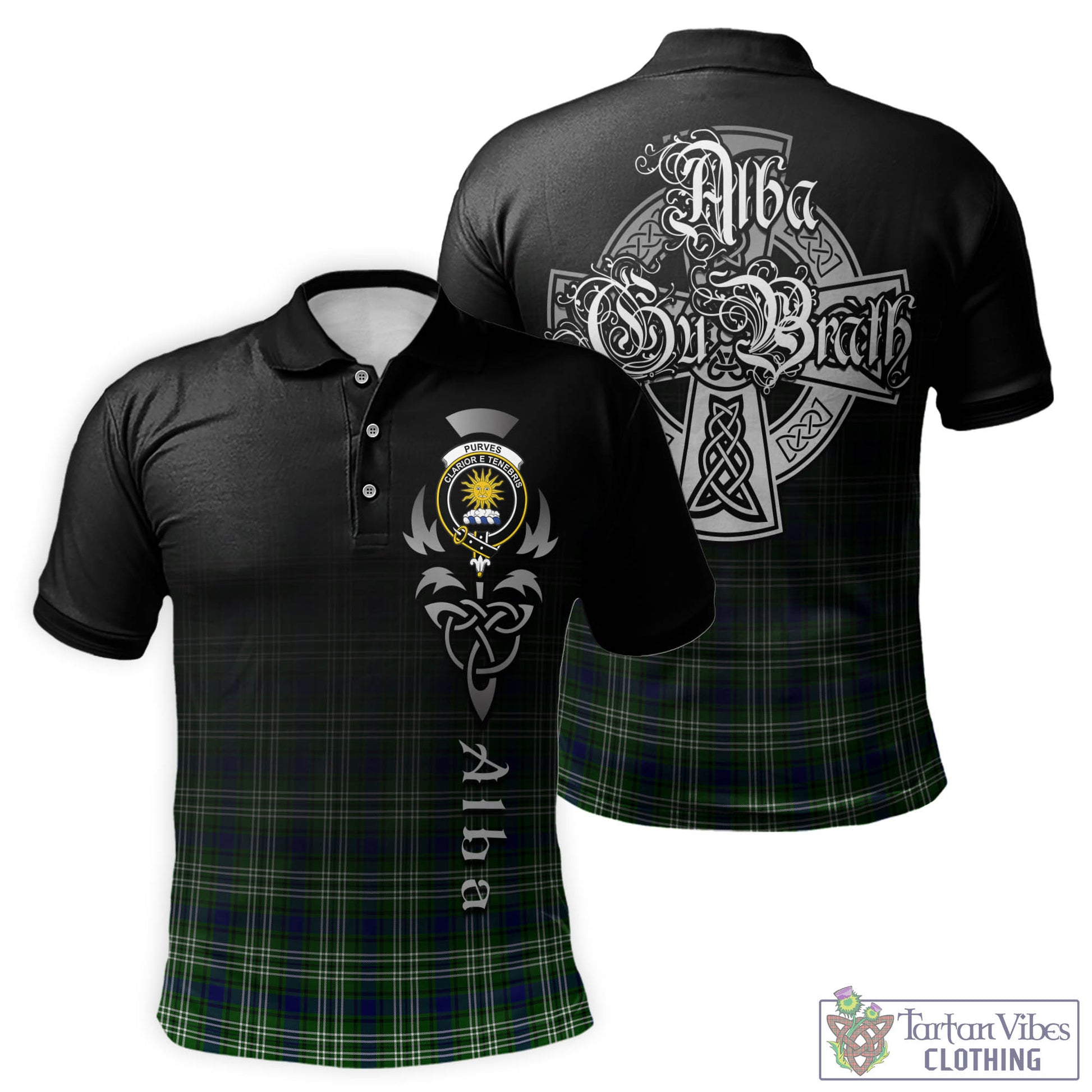 Purves Tartan Polo Shirt Featuring Alba Gu Brath Family Crest Celtic Inspired - Tartan Vibes Clothing