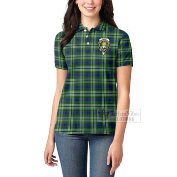 Purves Tartan Women's Polo Shirt with Family Crest Celtic Skull Style - Tartan Vibes Clothing