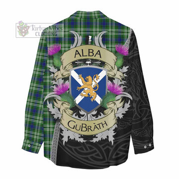 Purves Tartan Family Crest Women's Casual Shirt Lion Rampant Royal Thistle Shield Celtic Inspired - Tartan Vibes Clothing