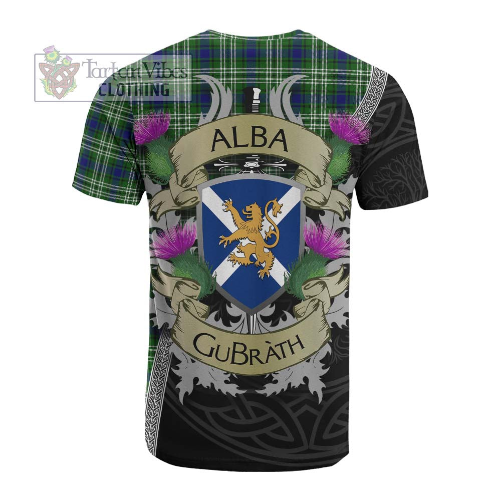 Tartan Vibes Clothing Purves Tartan Family Crest Cotton T-shirt Lion Rampant Royal Thistle Shield Celtic Inspired
