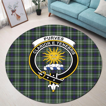 Purves Tartan Round Rug with Family Crest - Tartan Vibes Clothing
