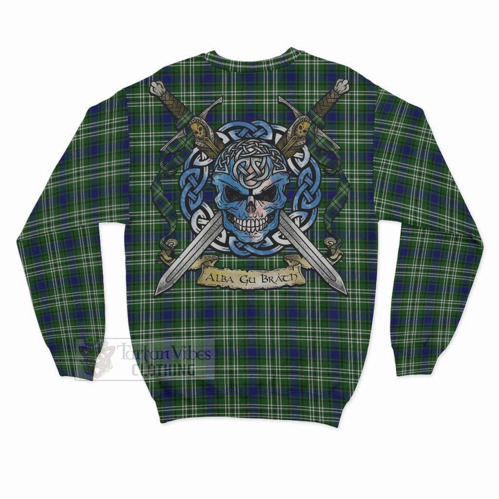 Purves Tartan Sweatshirt with Family Crest Celtic Skull Style - Tartan Vibes Clothing