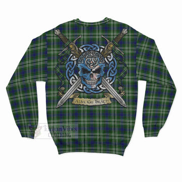 Purves Tartan Sweatshirt with Family Crest Celtic Skull Style - Tartan Vibes Clothing