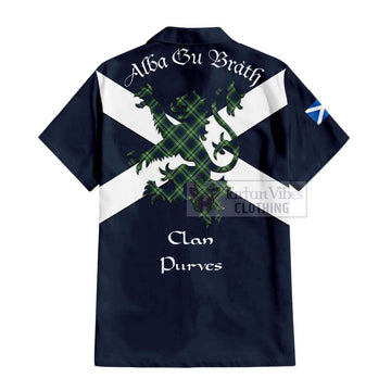 Purves Tartan Lion Rampant Hawaiian Shirt Proudly Display Your Heritage with Alba Gu Brath and Clan Name - Tartan Vibes Clothing