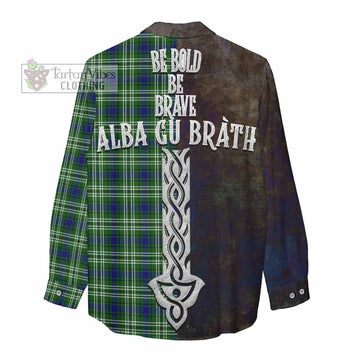 Purves Tartan Family Crest Women's Casual Shirt Alba Gu Brath Be Brave Lion Ancient Style - Tartan Vibes Clothing