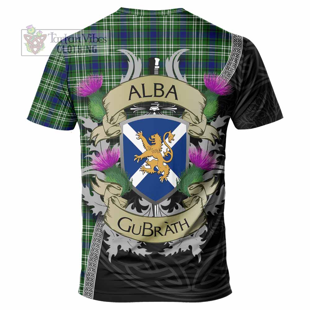 Tartan Vibes Clothing Purves Tartan Family Crest T-Shirt Lion Rampant Royal Thistle Shield Celtic Inspired