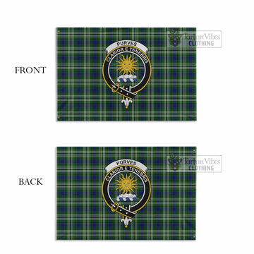 Tartan Vibes Clothing Purves Tartan House Flag with Family Crest