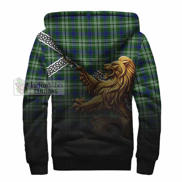 Tartan Vibes Clothing Purves Crest Tartan Sherpa Hoodie with Golden Lion Emblem Celtic Style