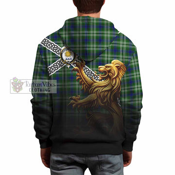 Tartan Vibes Clothing Purves Crest Tartan Hoodie with Golden Lion Emblem Celtic Style