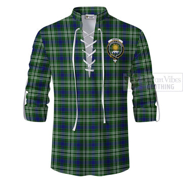 Purves Tartan Ghillie Kilt Shirt with Family Crest Celtic Skull Style - Tartan Vibes Clothing