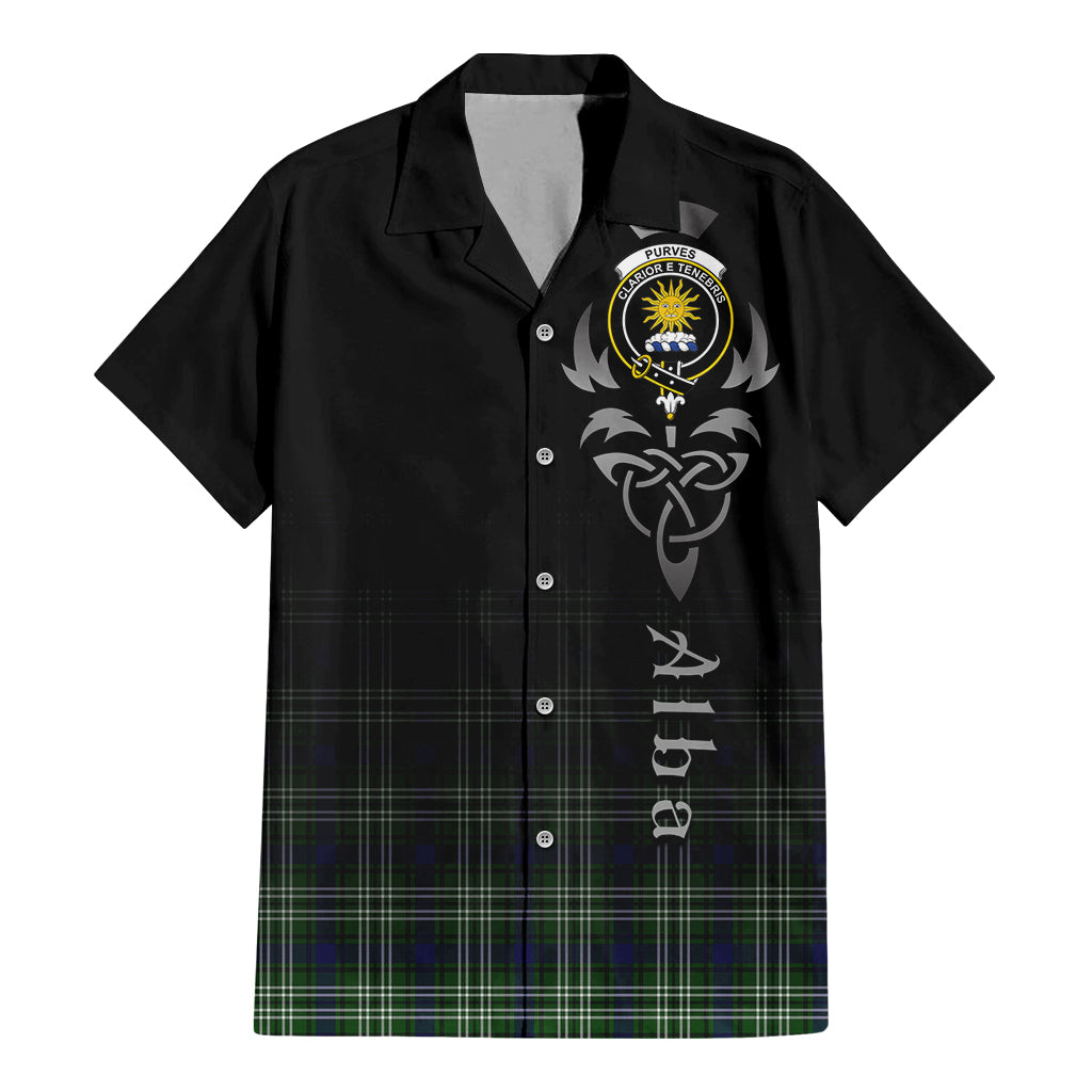Purves Tartan Hawaiian Shirt Shirt Featuring Alba Gu Brath Family Crest Celtic Inspired - Tartan Vibes Clothing