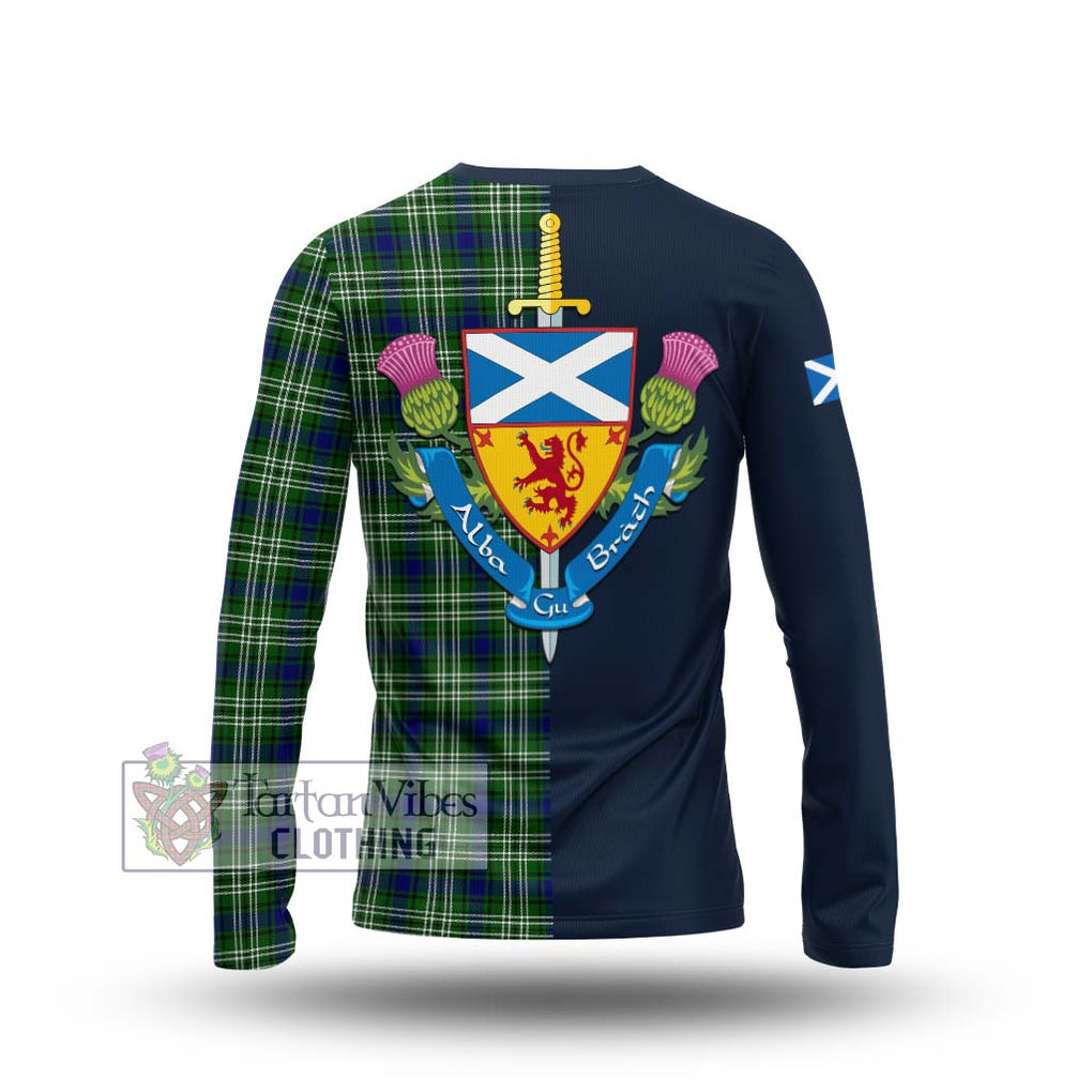 Purves Tartan Long Sleeve T-Shirt Alba with Scottish Lion Royal Arm Half Style - Tartan Vibes Clothing