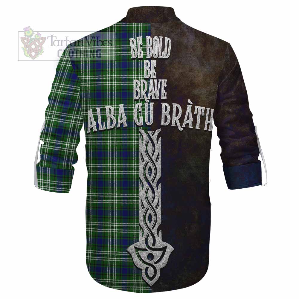 Tartan Vibes Clothing Purves Tartan Family Crest Ghillie Kilt Shirt Alba Gu Brath Be Brave Lion Ancient Style