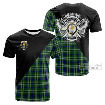 Tartan Vibes Clothing Purves Tartan Cotton T-shirt with Family Crest and Military Logo Style
