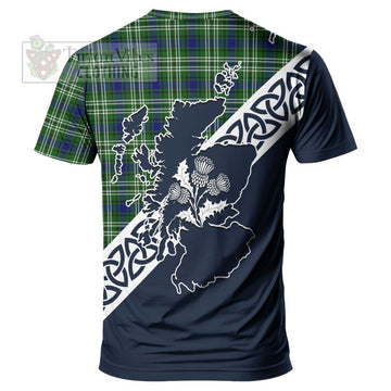 Purves Tartan T-Shirt Featuring Thistle and Scotland Map