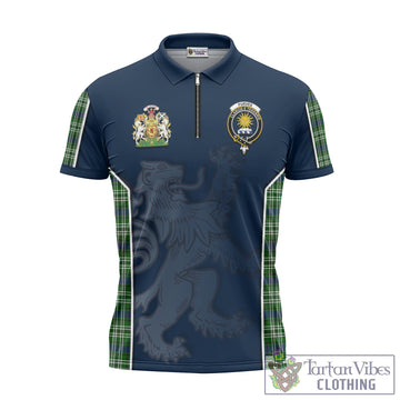 Purves Tartan Zipper Polo Shirt with Family Crest and Lion Rampant Vibes Sport Style