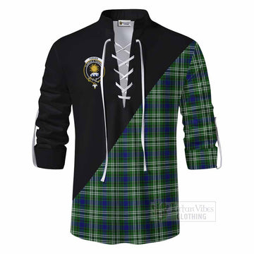 Purves Tartan Ghillie Kilt Shirt with Family Crest and Military Logo Style - Tartan Vibes Clothing