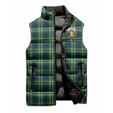 Purves Tartan Sleeveless Puffer Jacket with Family Crest - Tartan Vibes Clothing