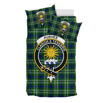 Purves Tartan Bedding Set with Family Crest