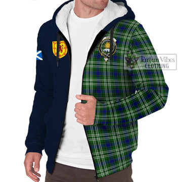 Purves Tartan Sherpa Hoodie Alba with Scottish Lion Royal Arm Half Style - Tartan Vibes Clothing