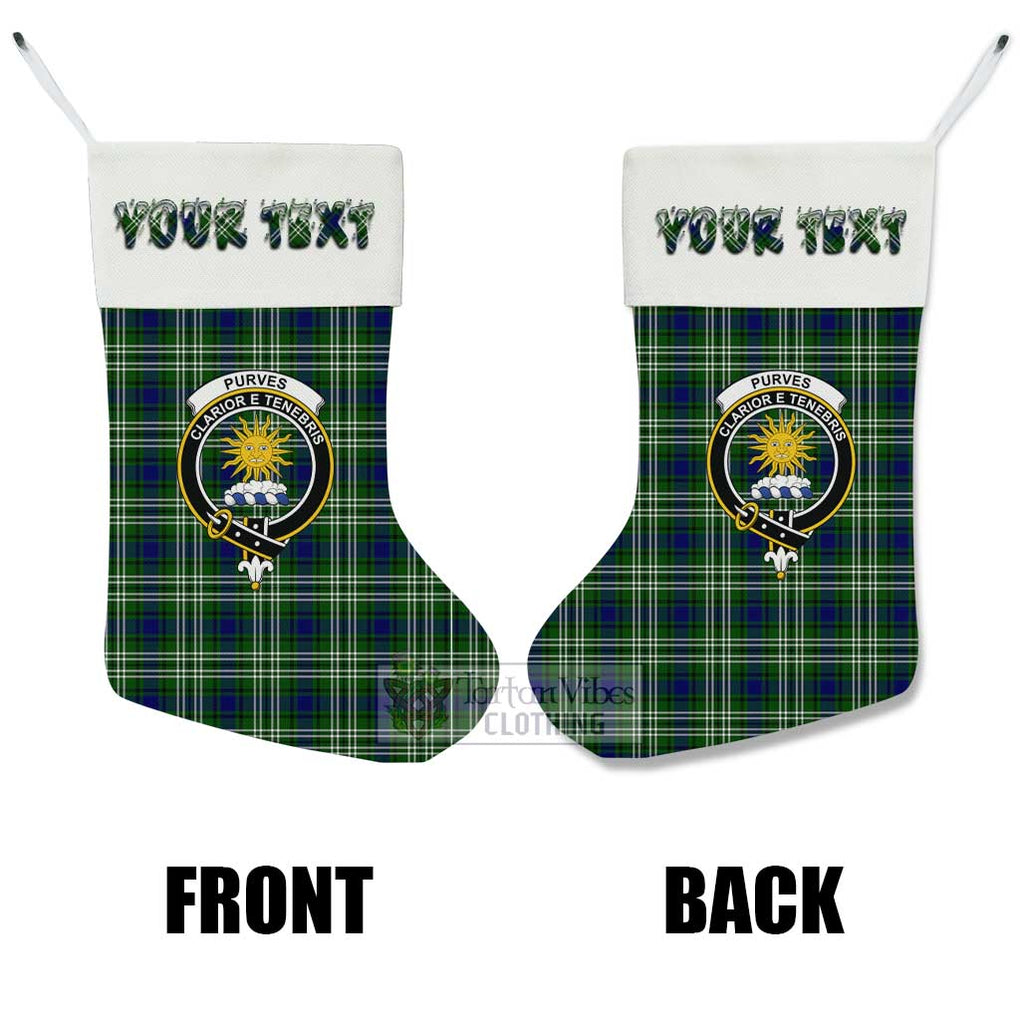 Purves Tartan Family Crest Christmas Stocking with Personalized Text - Tartan Vibes Clothing