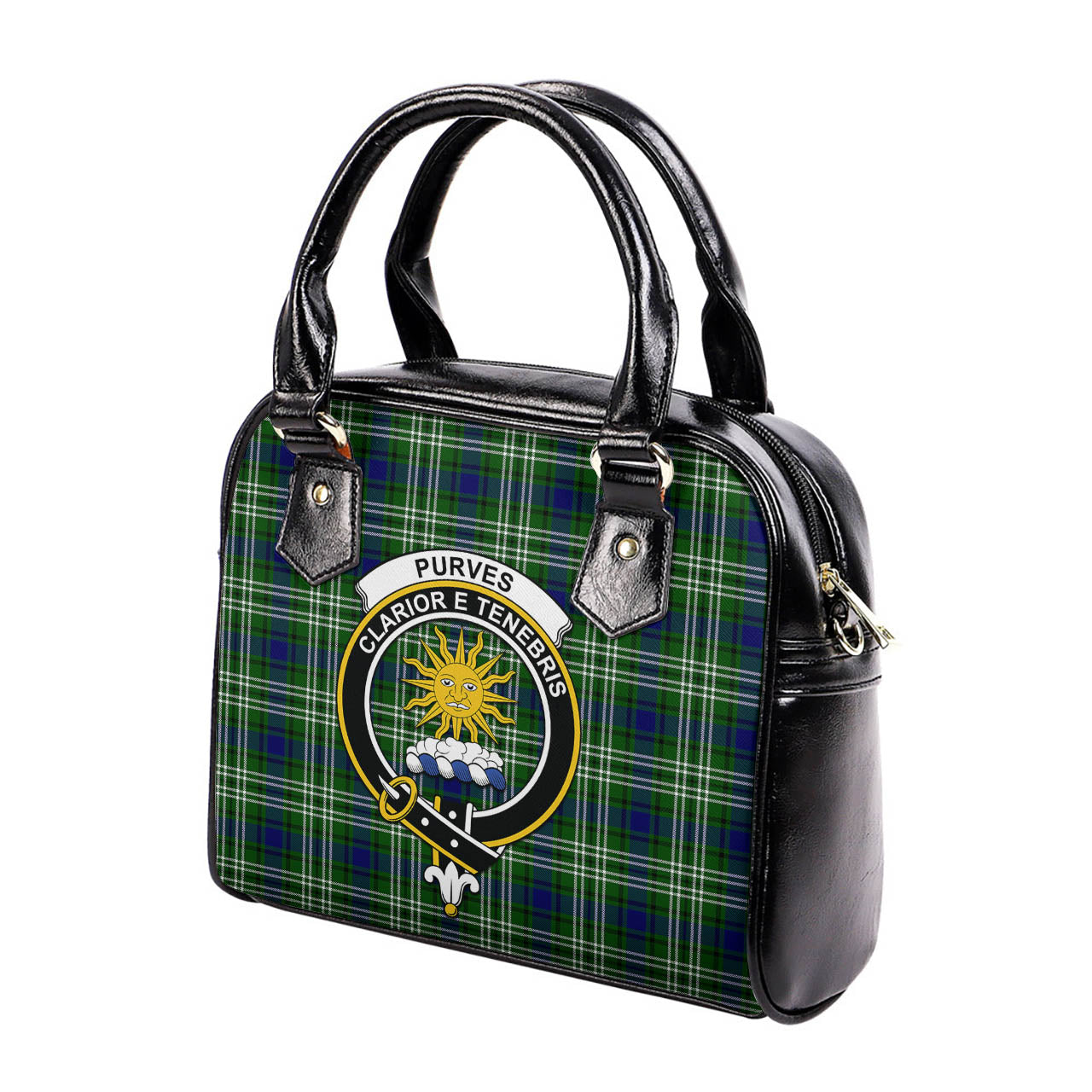 Purves Tartan Shoulder Handbags with Family Crest - Tartan Vibes Clothing