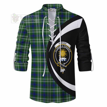 Purves Tartan Ghillie Kilt Shirt with Family Crest Circle Style - Tartan Vibes Clothing