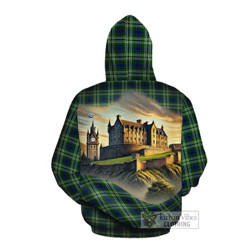 Purves Tartan Family Crest Cotton Hoodie with Scottish Ancient Castle Style Pullover Hoodie - Tartan Vibes Clothing
